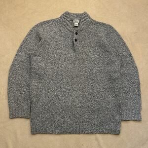 Ll Bean Lambs Wool Knit Henley Speckled Heavy Sweater XL Tall